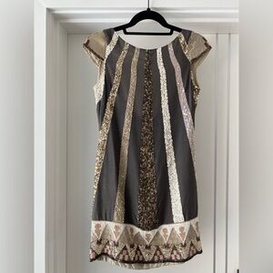 All Saints Sequin Aztec Dazzle Mini Dress in Metallics and Neutrals